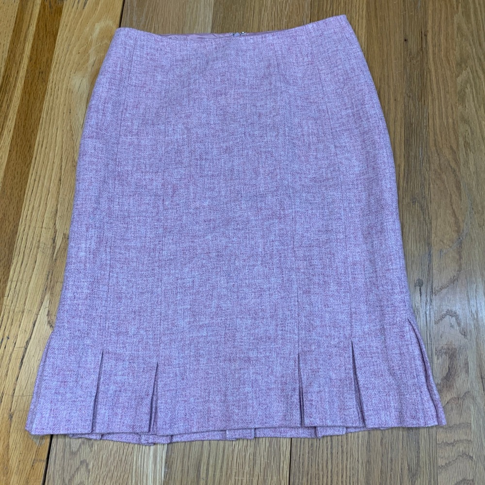Talbots Pink Wool Pleated A-Line Skirt Size 4 Heathered Professional Office Wear